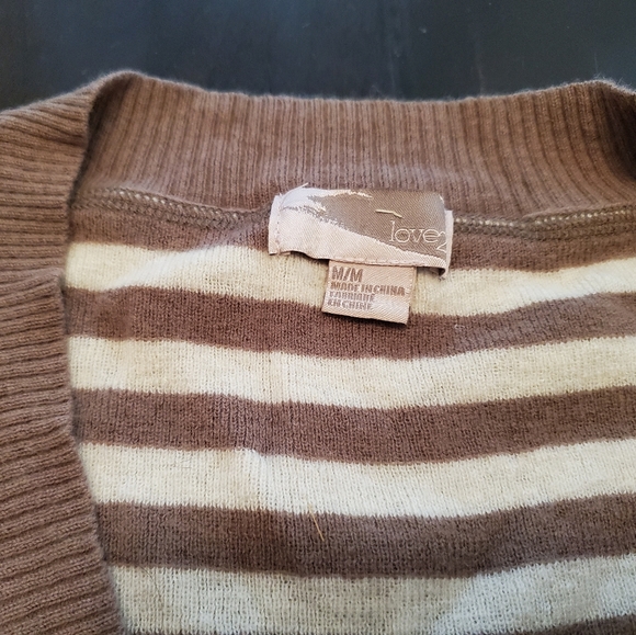 Forever 21 Deep V-Neck Long Sleeve Striped Sweater - Picture 4 of 8